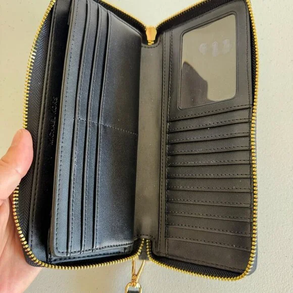 Michael Kors Black Leather Wristlet Wallet – Gold Hardware NWOT - Picture 3 of 4